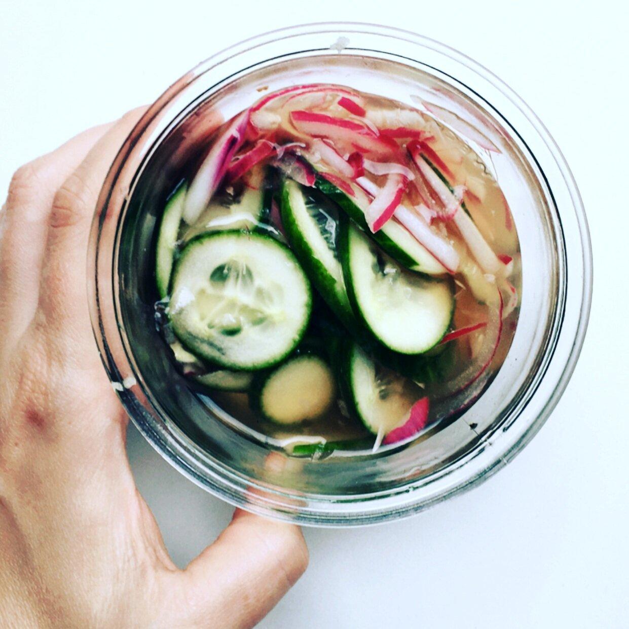 Quickled Cucumbers (that's quick pickled cucumbers)