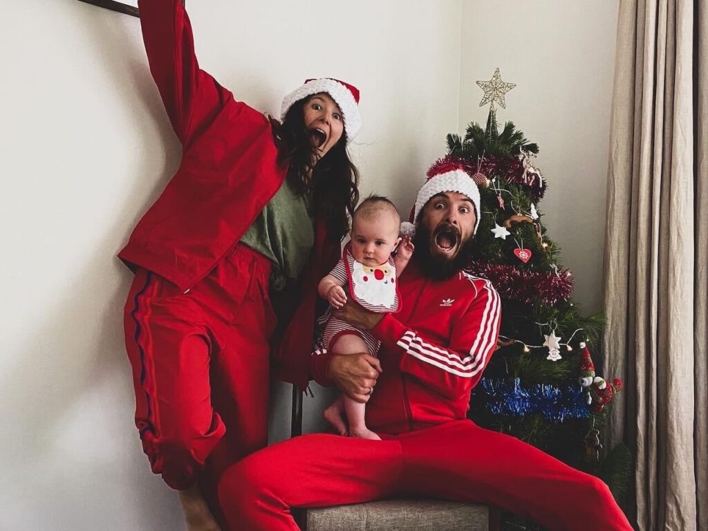 A family photo of Lou, Pete and BJ at Christmas time a few years ago