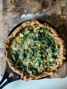 Spinach feta tart made with shortcrust pastry